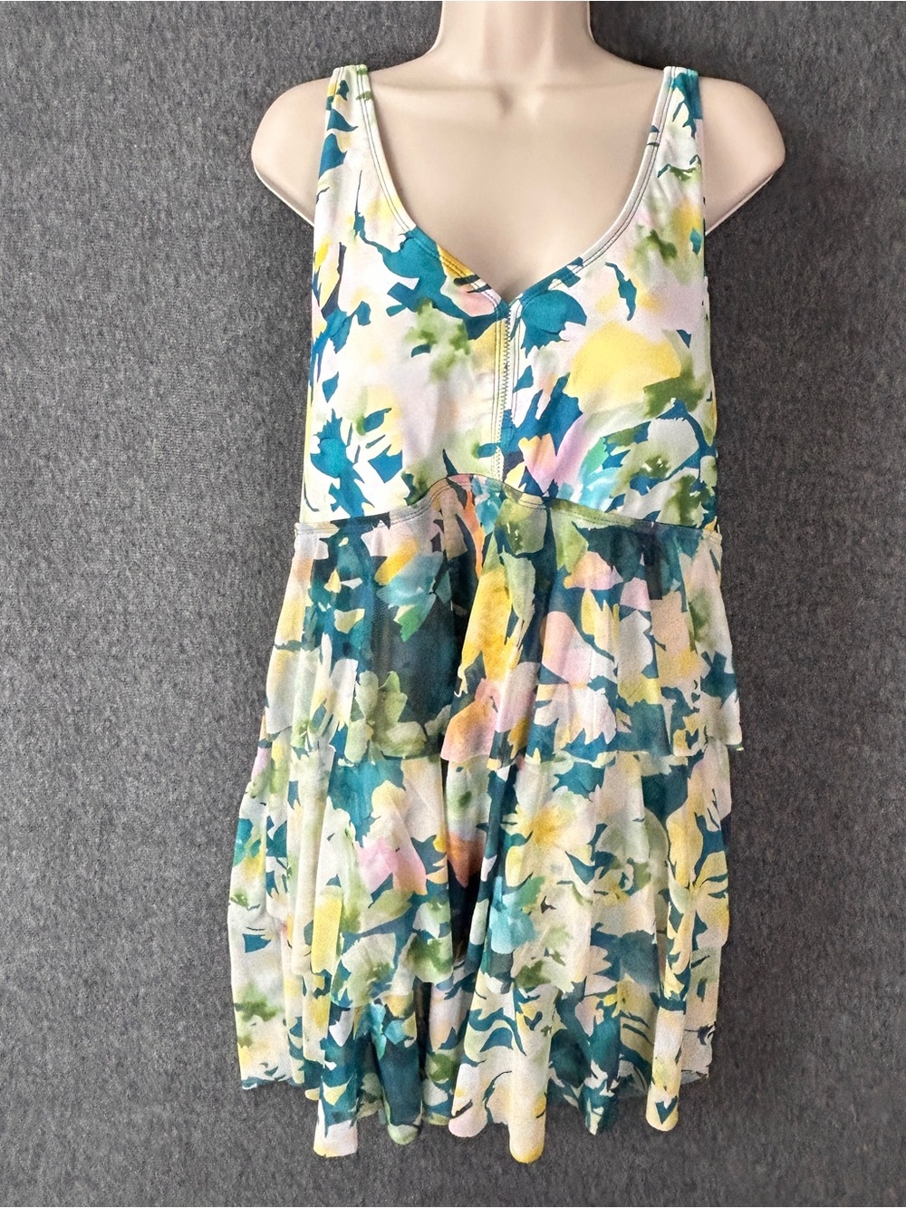 BloomChic Teal, Yellow & Pink Floral Dress